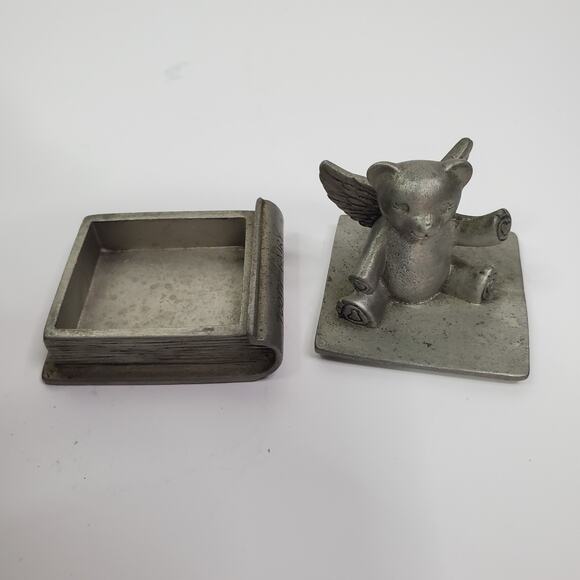 Vintage Teddybear Pewter Etain Zinn Tooth Fairy Tales Keepsake Box/Holder - Picture 5 of 9